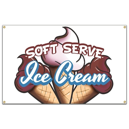 Signmission Soft Serve Ice Cream Banner Concession Stand Food Truck Single Sided B-Soft Serve Ice Cream19